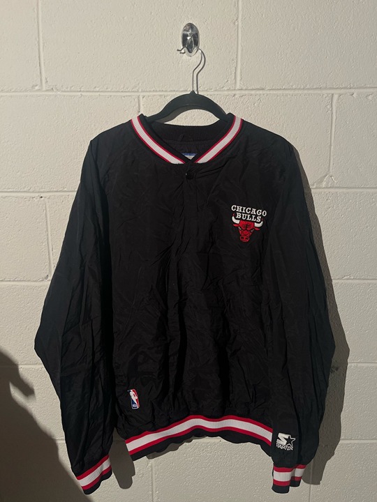 Vintage Starter NBA Chicago Bulls windbreaker pullover embroidered men size XL