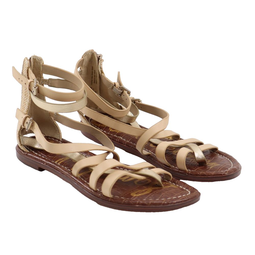 NEW Sam Edelman Gibbs Leather Gladiator Sandal, Natural Sand, 6US MSRP130