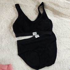 Steve Madden ☆ Black Terry Cloth Y2k Bralette + Matching Brief Lingerie Set M/L