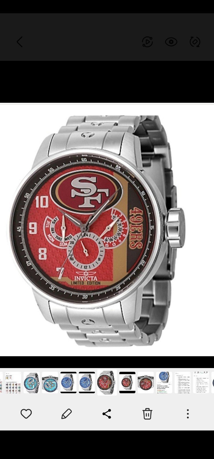 THE OFFICIAL INVICTA NFL WATCH OF THE SAN FRANCISCO 49ER COME IN THE NFL BOX
