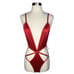 Yandy Collection Red Satin Deep Plunge Teddy - Size Small/Medium