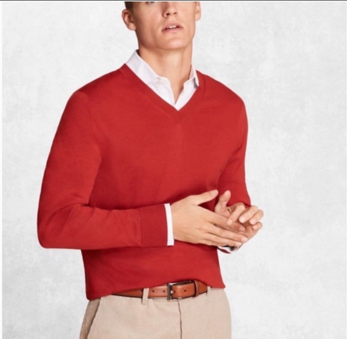 346 Brooks Brothers Supima Cotton red V-neck sweater super soft and comfortable