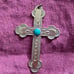 Vintage Bell Trading Post Sterling Cross Pendant With Turquoise