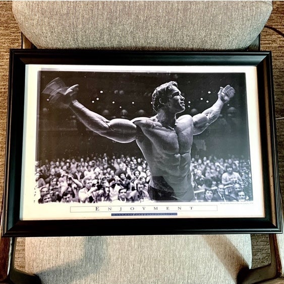 Arnold Schwarzenegger Framed Black & White Photo Mr. Olympia 1974 Madison Square Arnold Schwarzenegger Framed Black & White Photo Mr. Olympia 1974 Madison Square