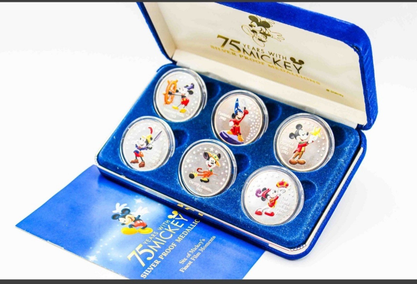 Micky Mouse 6 Piece Set of Silver Proof One Ounce Medallions