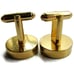 Shields Gold Tone Round Concave Cufflinks Tux Shirt Dress Suit Vintage