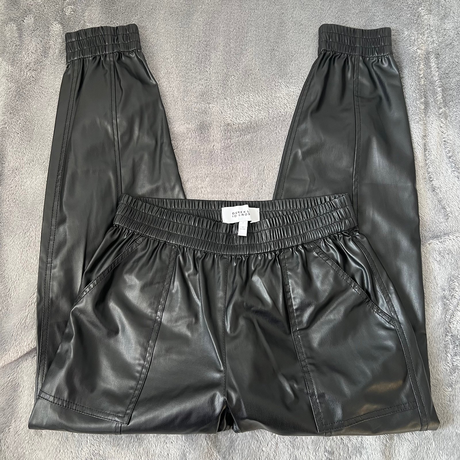 Derek Lam 10 Crosby Faux Leather Jogger Pants Black Size 2