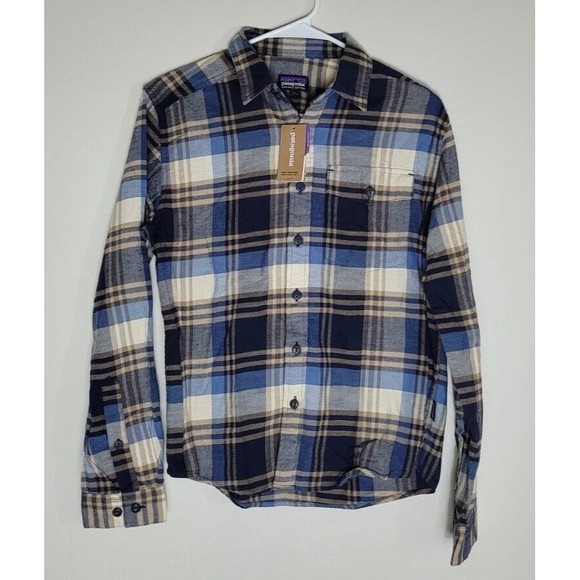 Patagonia Lightweight Fjord Flannel Shirt Mens Size XXS Buttes New Navy NWT