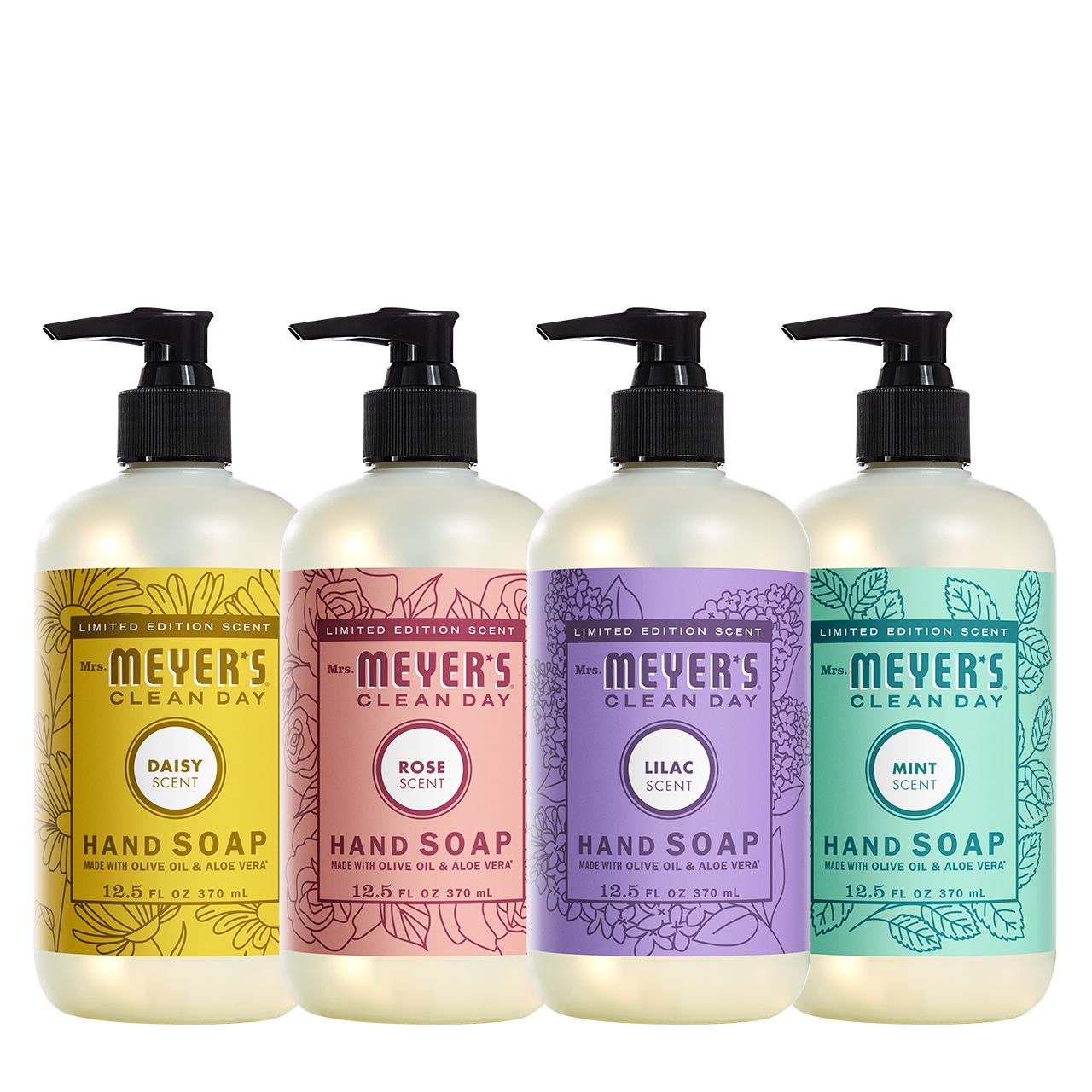 Mrs. Meyer's Spring Seasonals Hand Soap Collection Daisy, Rose, Lilac, and Mint
