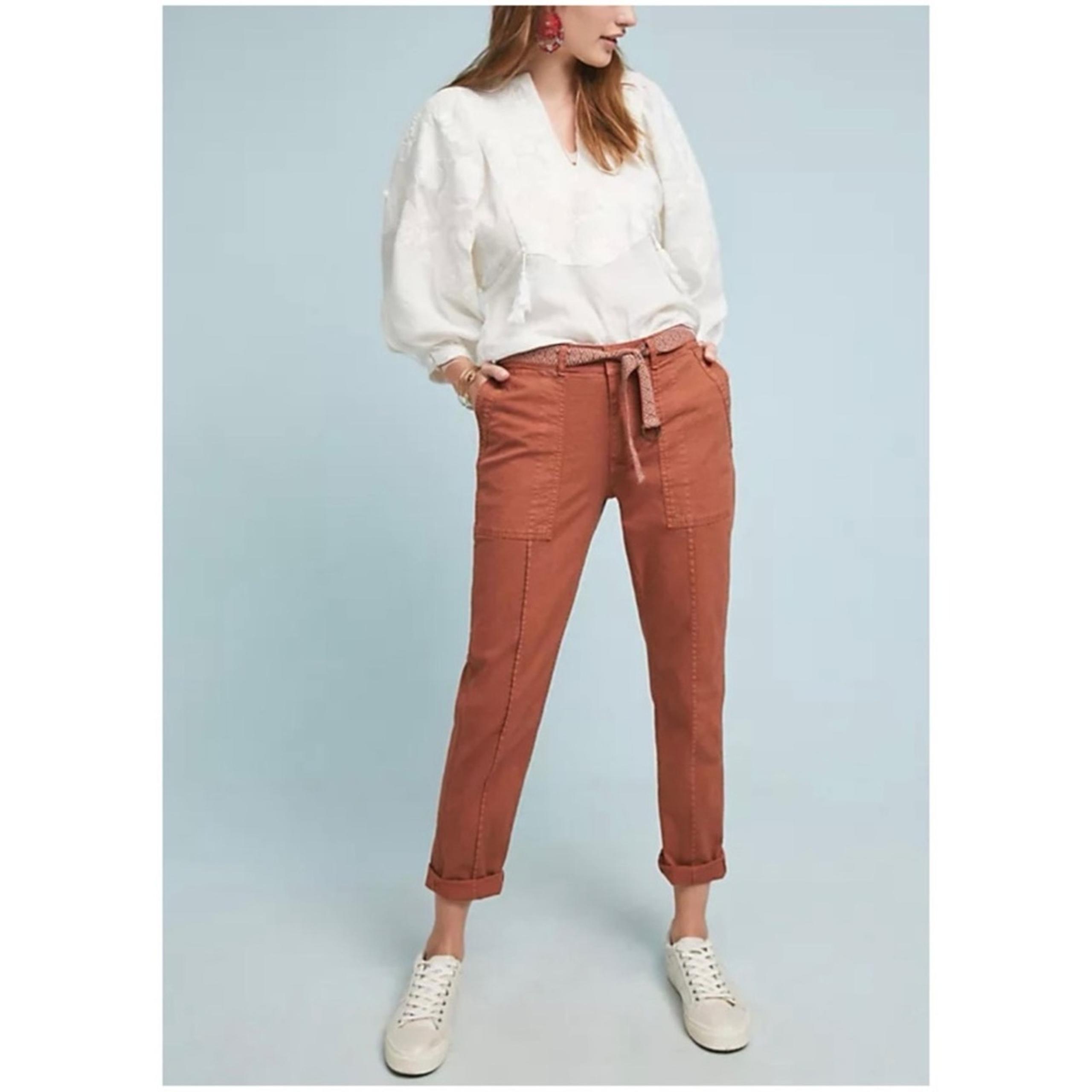Anthropologie Women’s Sz 27 Cargo Pants Wanderer Utility Straight Stretch Rust
