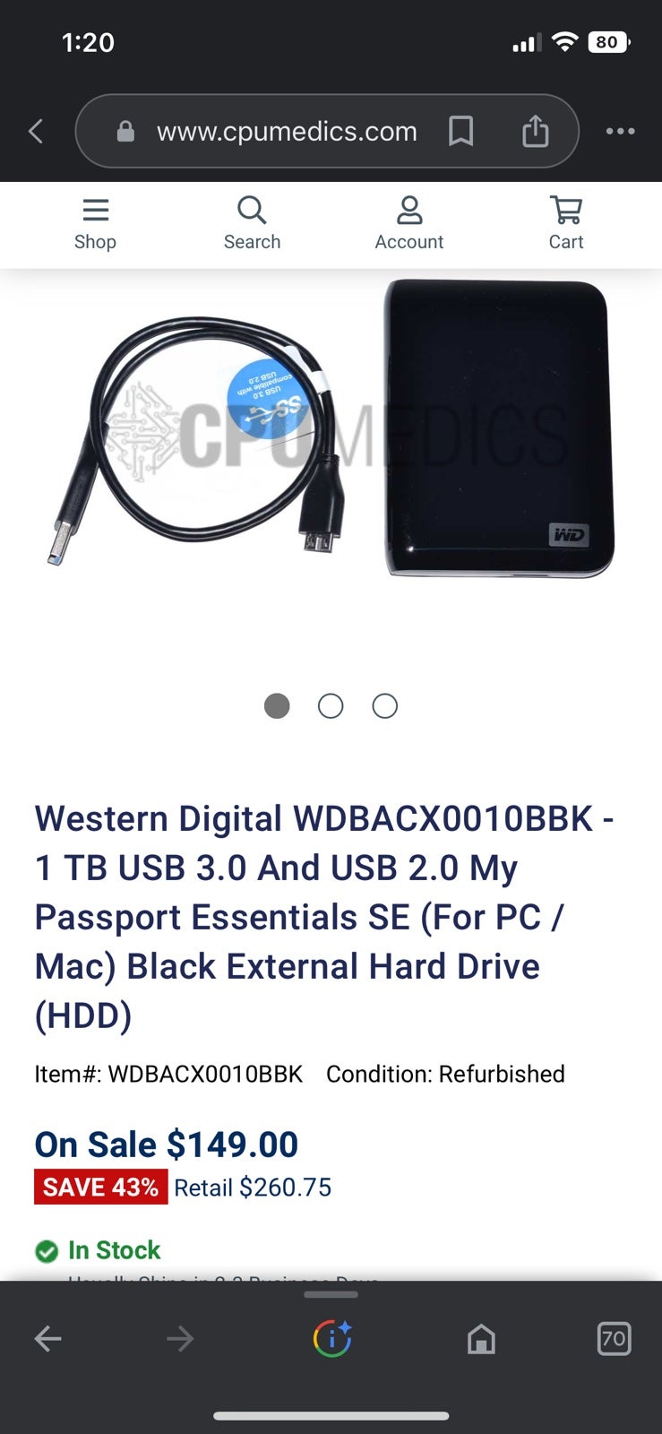 Western Digital WDBACX0010BBK - 1 TB USB 3.0 And USB 2.0 My Passport Essentials Western Digital WDBACX0010BBK - 1 TB USB 3.0 And USB 2.0 My Passport Essentials