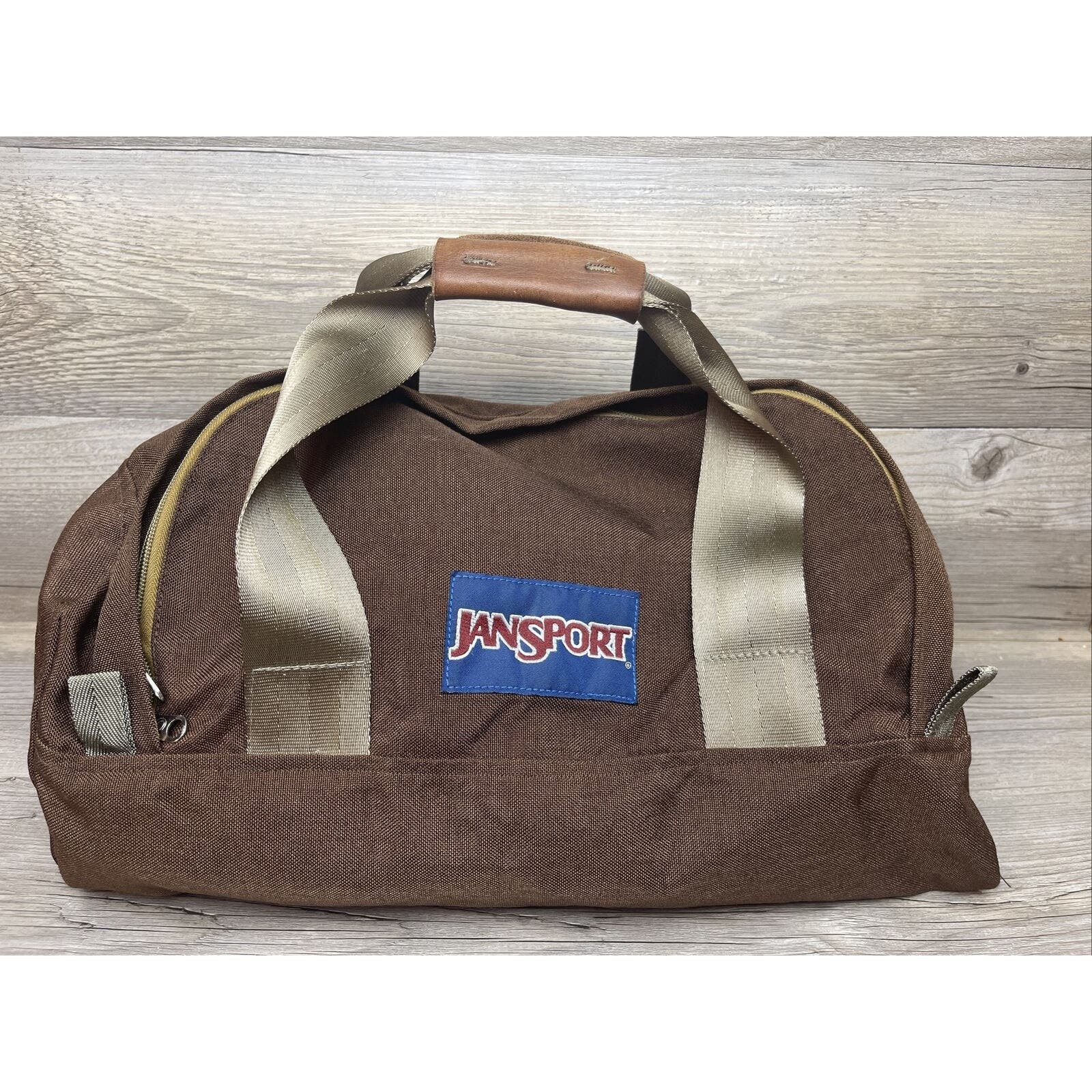 Vintage Jansport Brown Nylon Handbag Nice Condition 16” Long