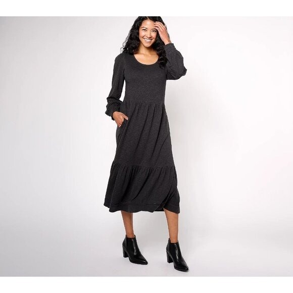 Denim & Co.Canyon Retreat Easy Midi Boot Dress Washed Black Tall X-Large A623082