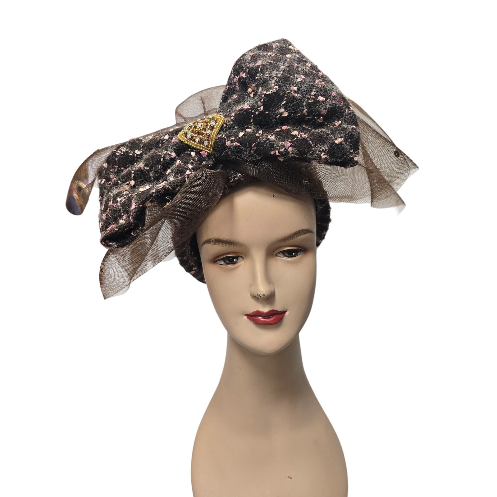 Donna Vinci Couture Hat, Brown & Pink, One Size Fits Most