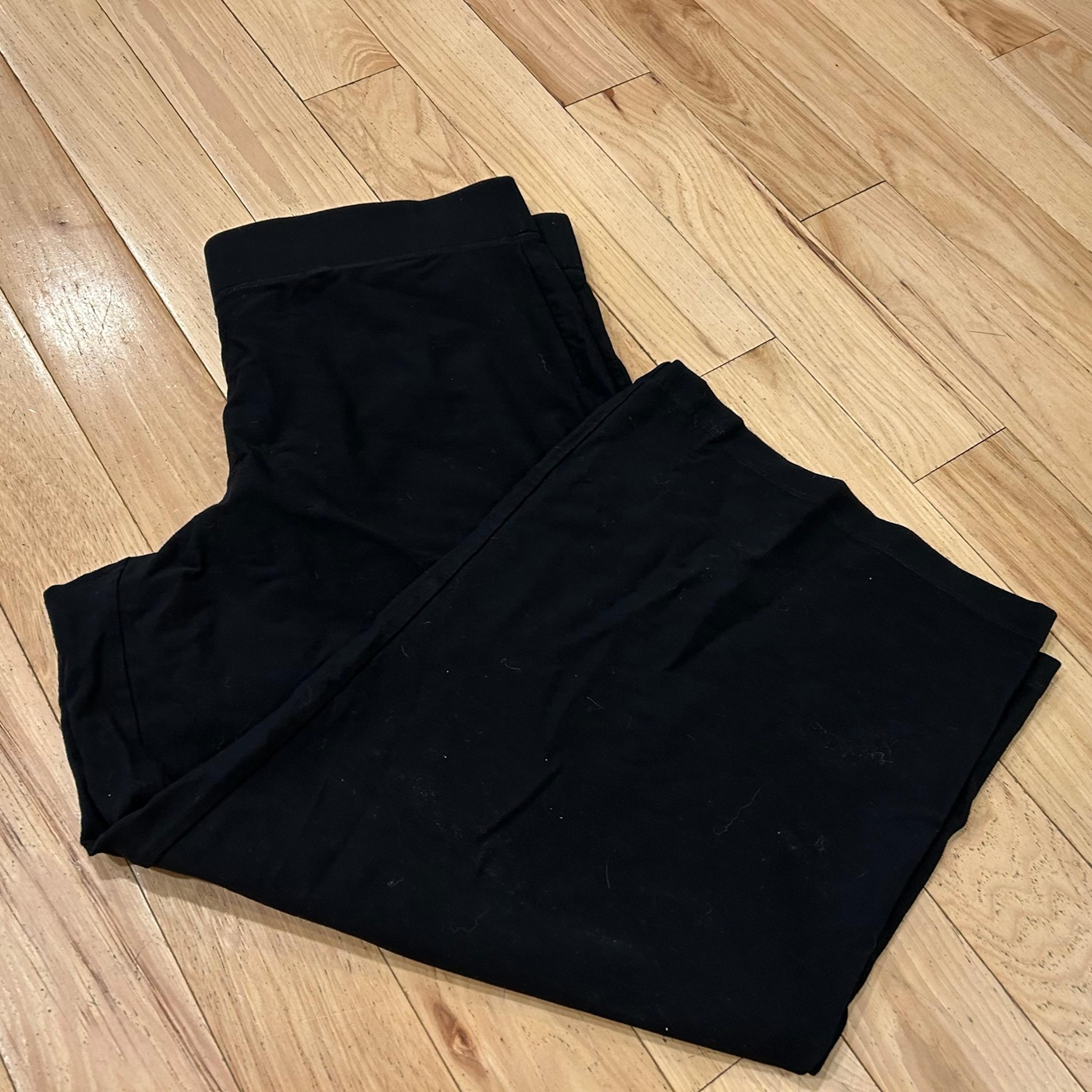 Eileen Fisher Black Wide Leg Cropped Pull On Casual Dress Pants - Women’s Large