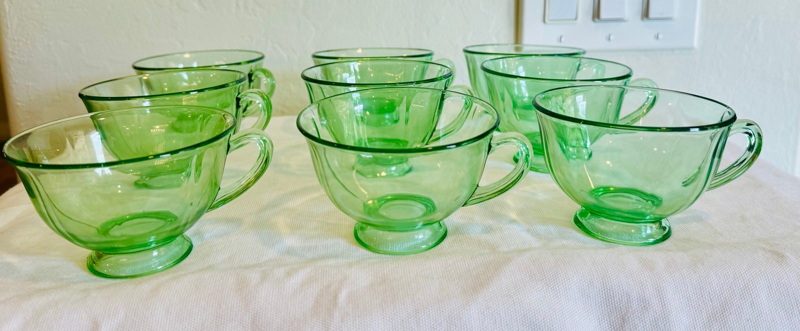 vintage uranium vaseline glass set