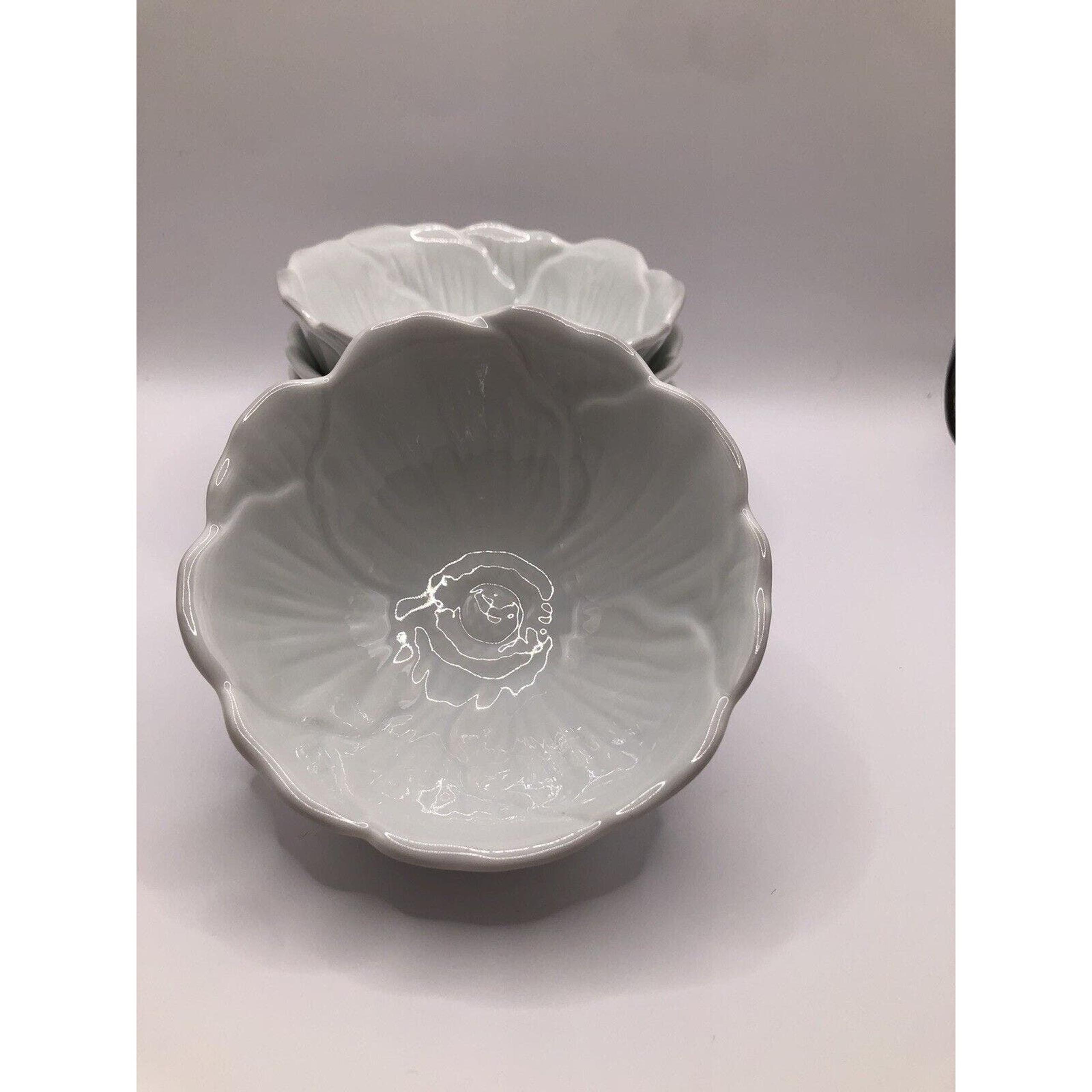 Pier 1 Imports Porcelain White Flower Shaped Berry Bowls (Set of 4)