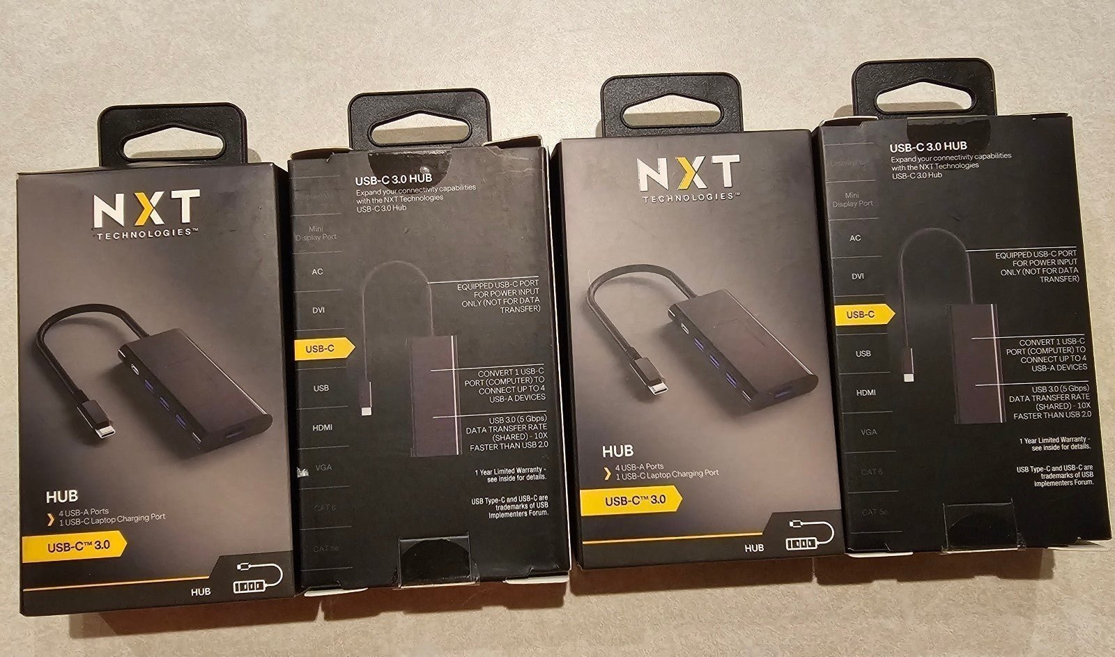 NEW Lot of 4 NXT Technologies USB-C 3.0 Hub