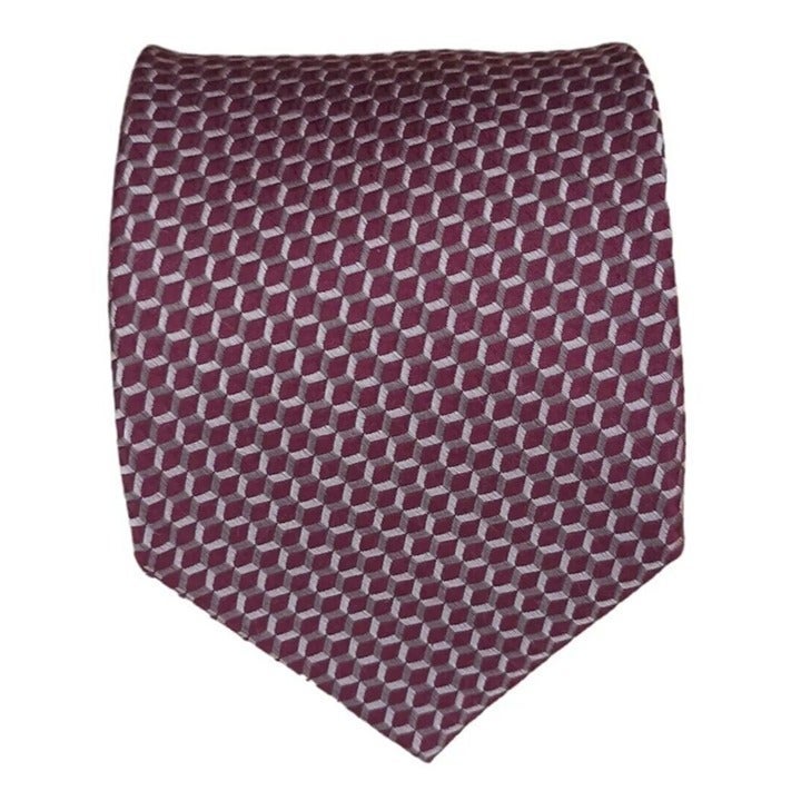 GIORGIO ARMANI Burgundy Geometric Silk Tie ITALY 58 / 3.7 EC