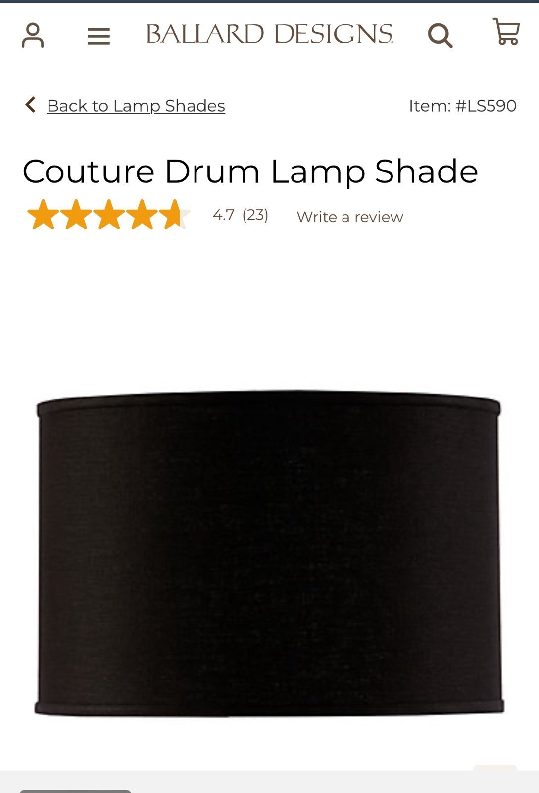 Ballard Designs Deum Lamp Shade, Black