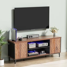 59 TV Stand for TVs up to 65 Console Table with Storage, Rustic Oak
