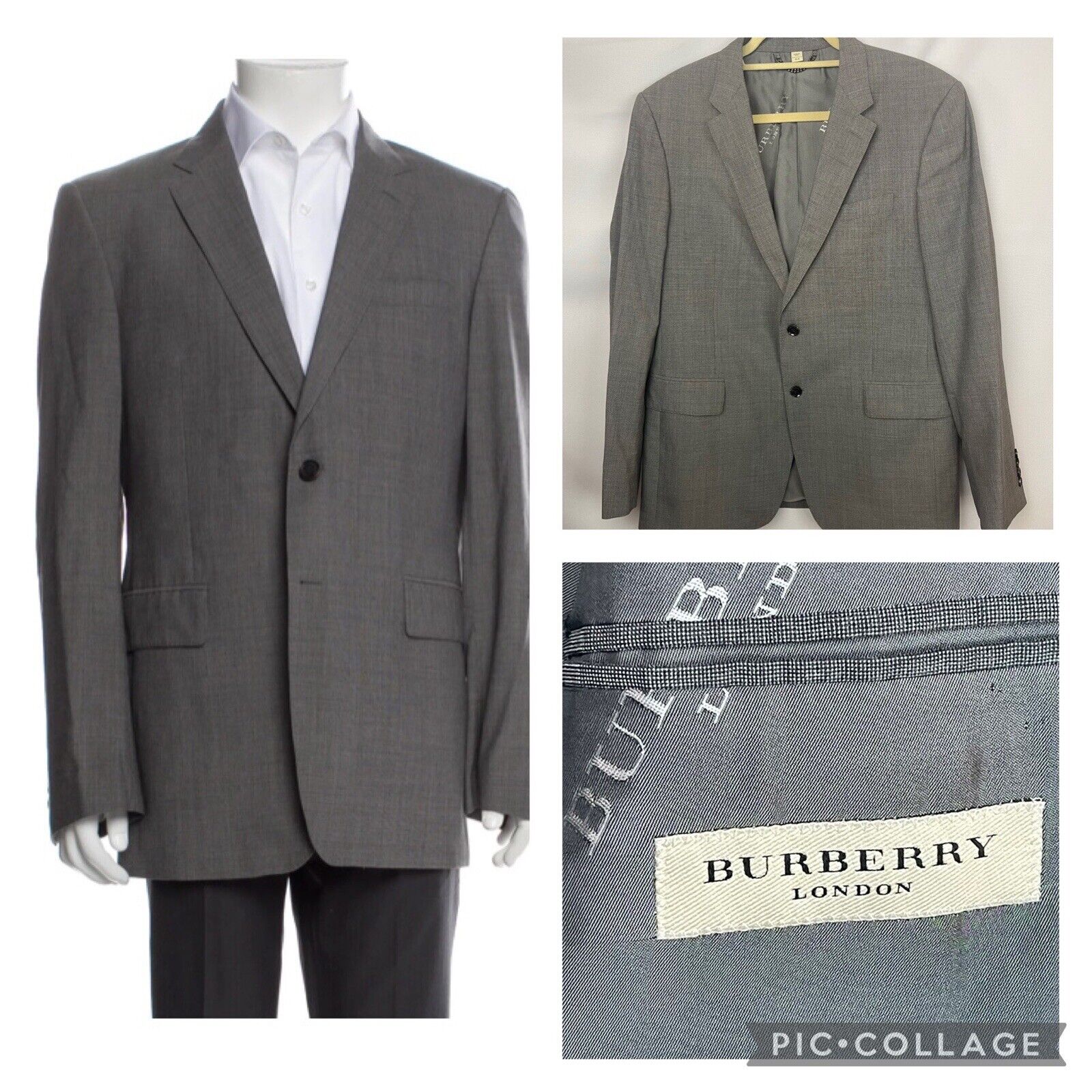 Burberry London Wool Men’s 2 Button Gray Blazer Size 52 EU 42 US Read Desc