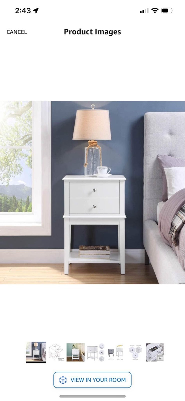 conifferism White Nightstand End Table with Drawer and Storage Shelf, Wood Side