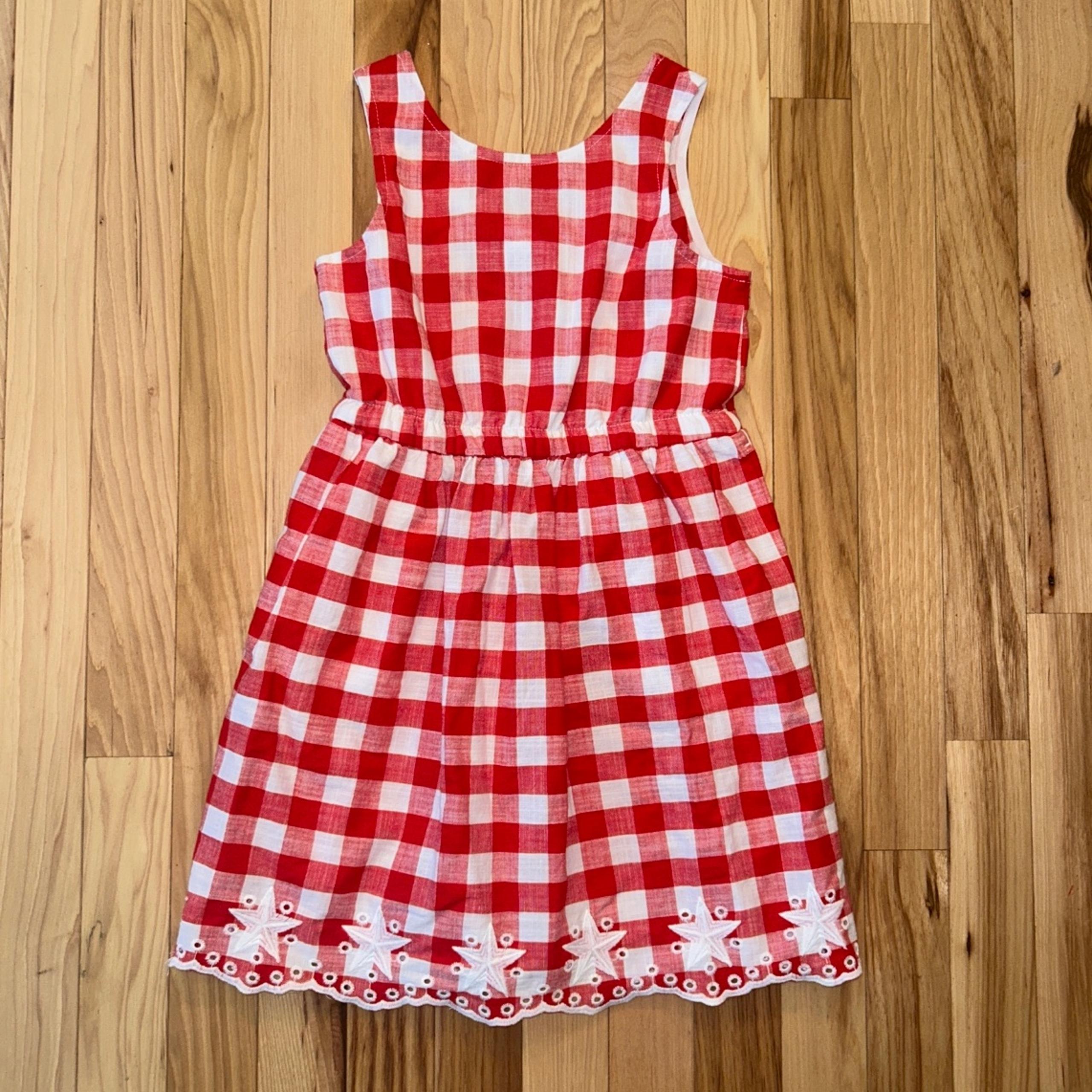 NWOT Girls' Sleeveless Twist Back Embroidered Gingham Dress - Cat & Jack Sz 6/7