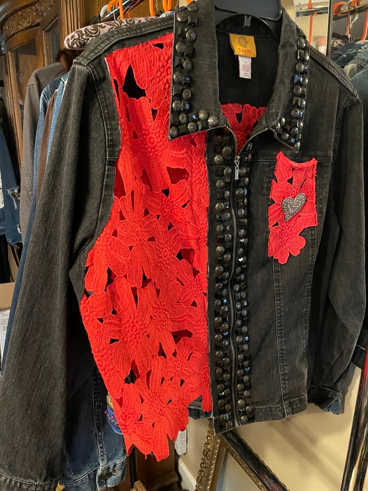 Up cycled black denim jacket