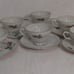 Vintage china tea cups and saucers with rose print and gold guilding.