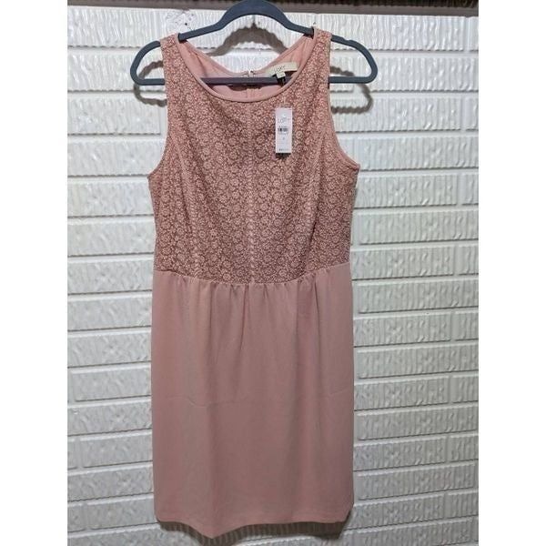 Loft Women’s Light Mauve Sleeveless Floral Lace Mini Dress Size 12 NWT