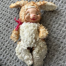 Vintage Rubber Face Easter Bunny Plush