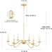 Adsensty Gold Chandelier for Dining Room 6-Light Modern Chandelier Ceiling Light