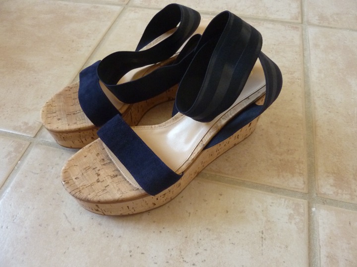 GIANVITO ROSSI Elastic Strap Cork Wedge Sandals 8B