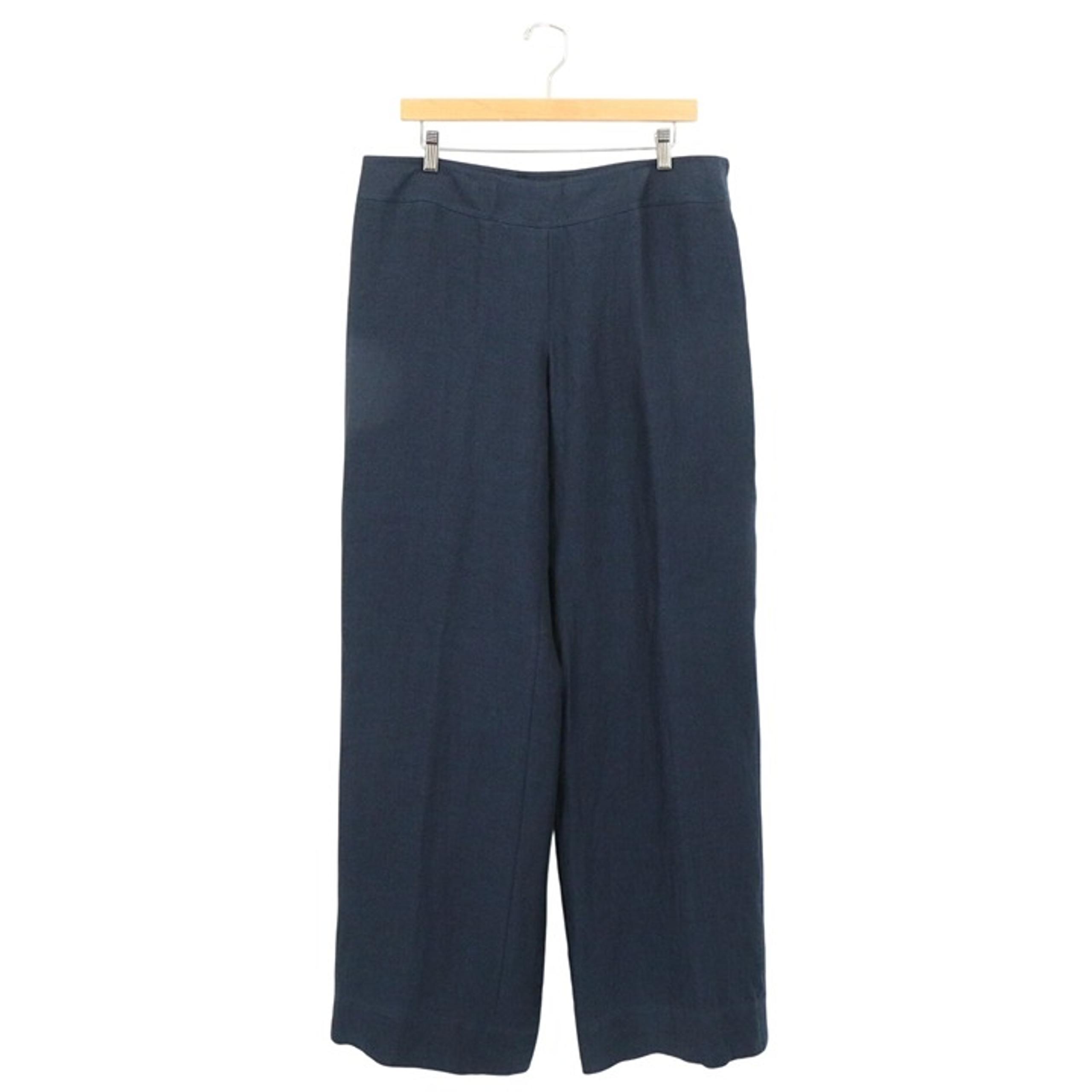 NWT Lida Baday Wide Leg Linen Banded Pants Midnight Navy Blue 14