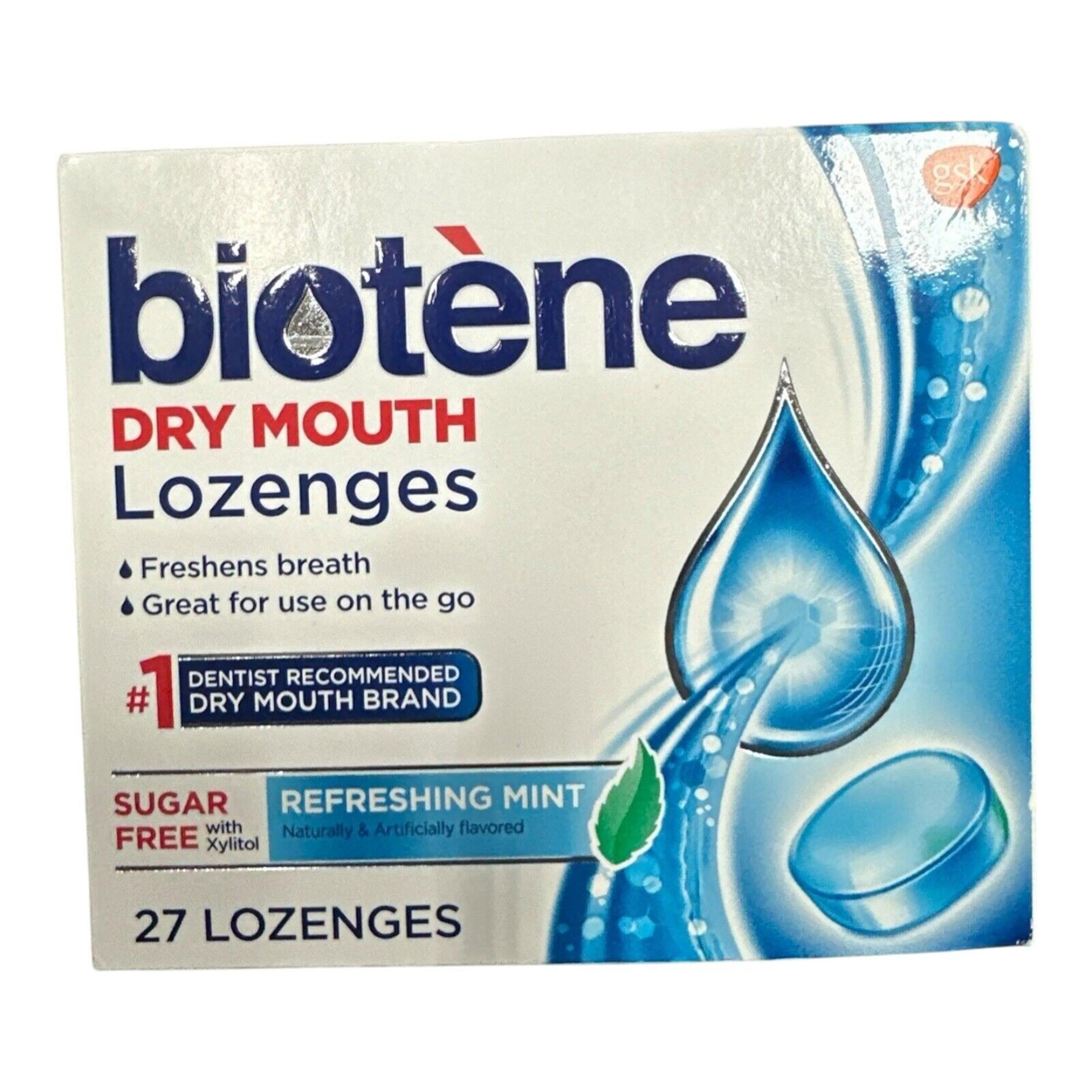 Biotène Dry Mouth Lozenges Refreshing Mint Sugar Free 27 Count Exp 1/26