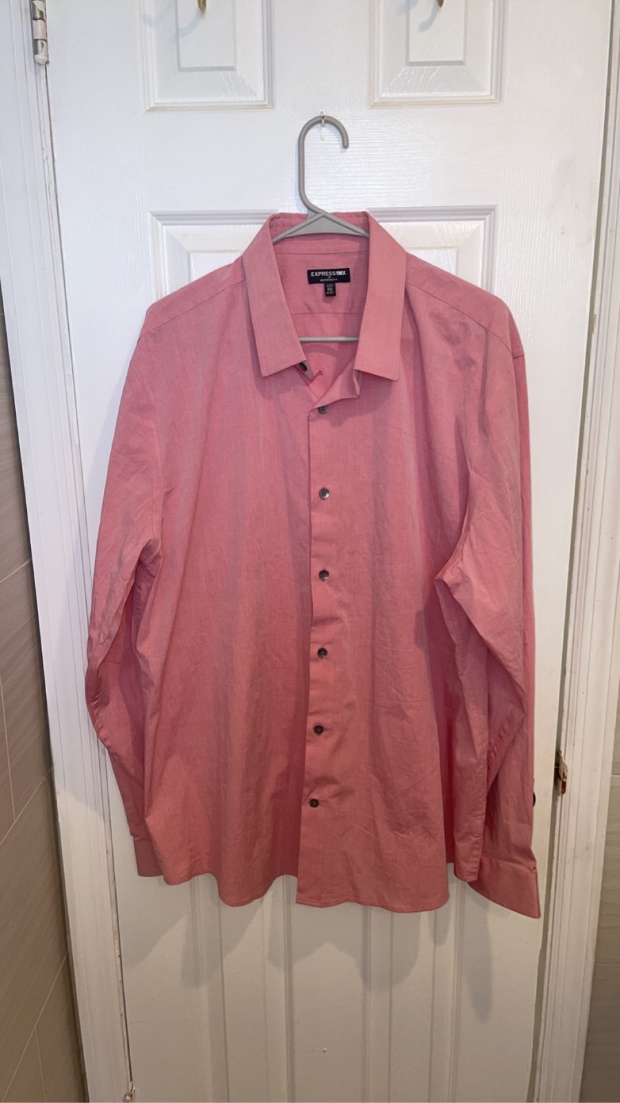 Express Men (1MX) modern fit salmon dress button down shirt XXL 18-18.5