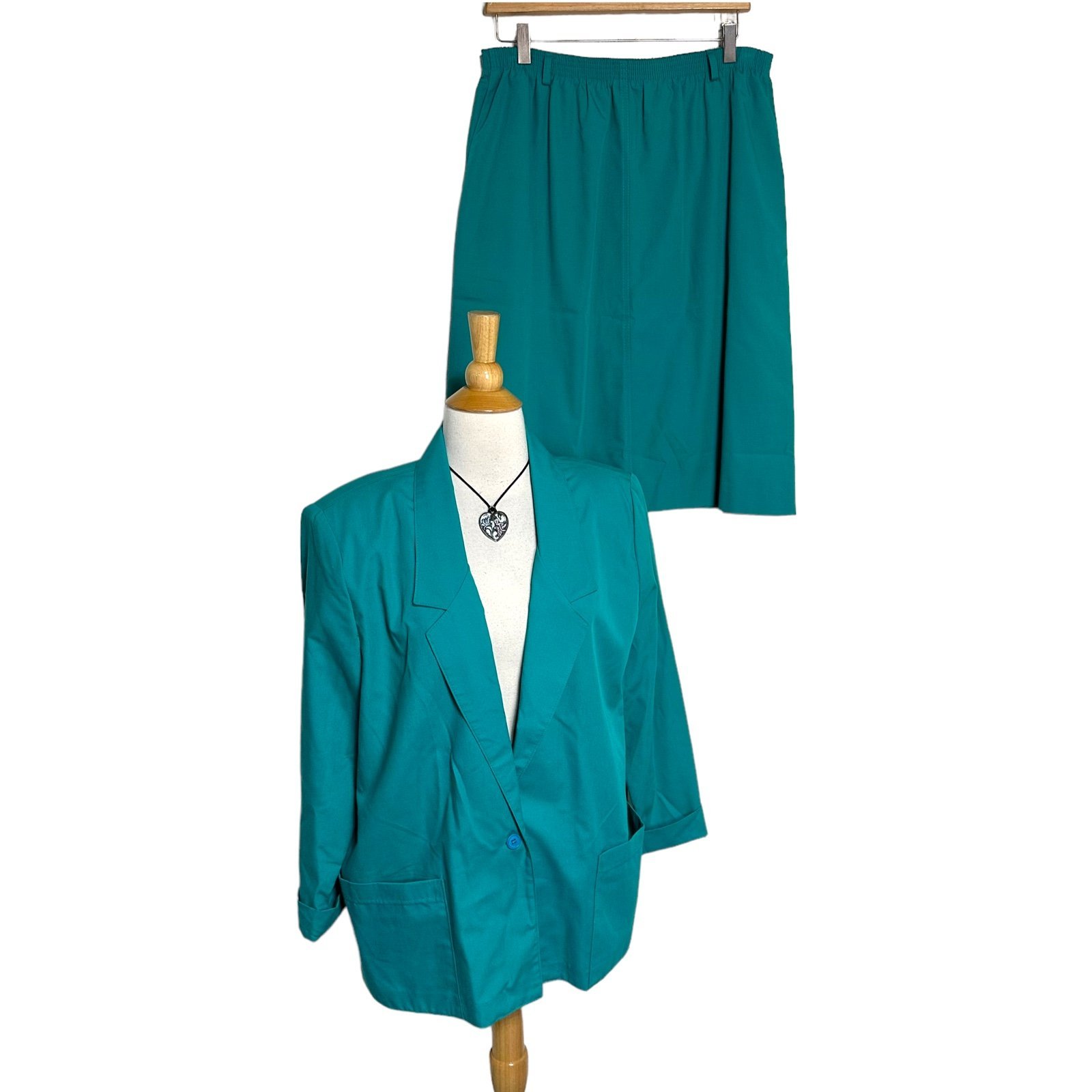 Vintage 90’s Alfred Dunner 16 teal green jacket & skirt set