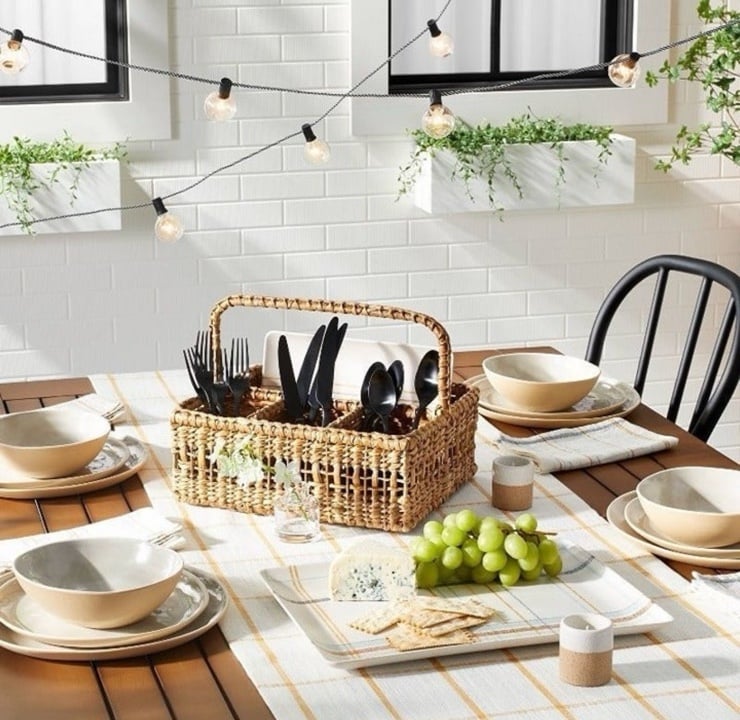 9 & 11” Tonal Bamboo-Melamine Salad & Dinner Plate Natural/Cream Hearth & Hand