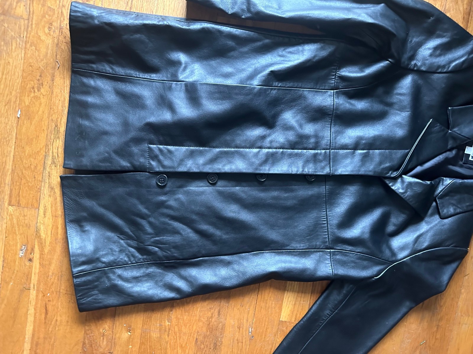 womens black leather jacket, in really good condition