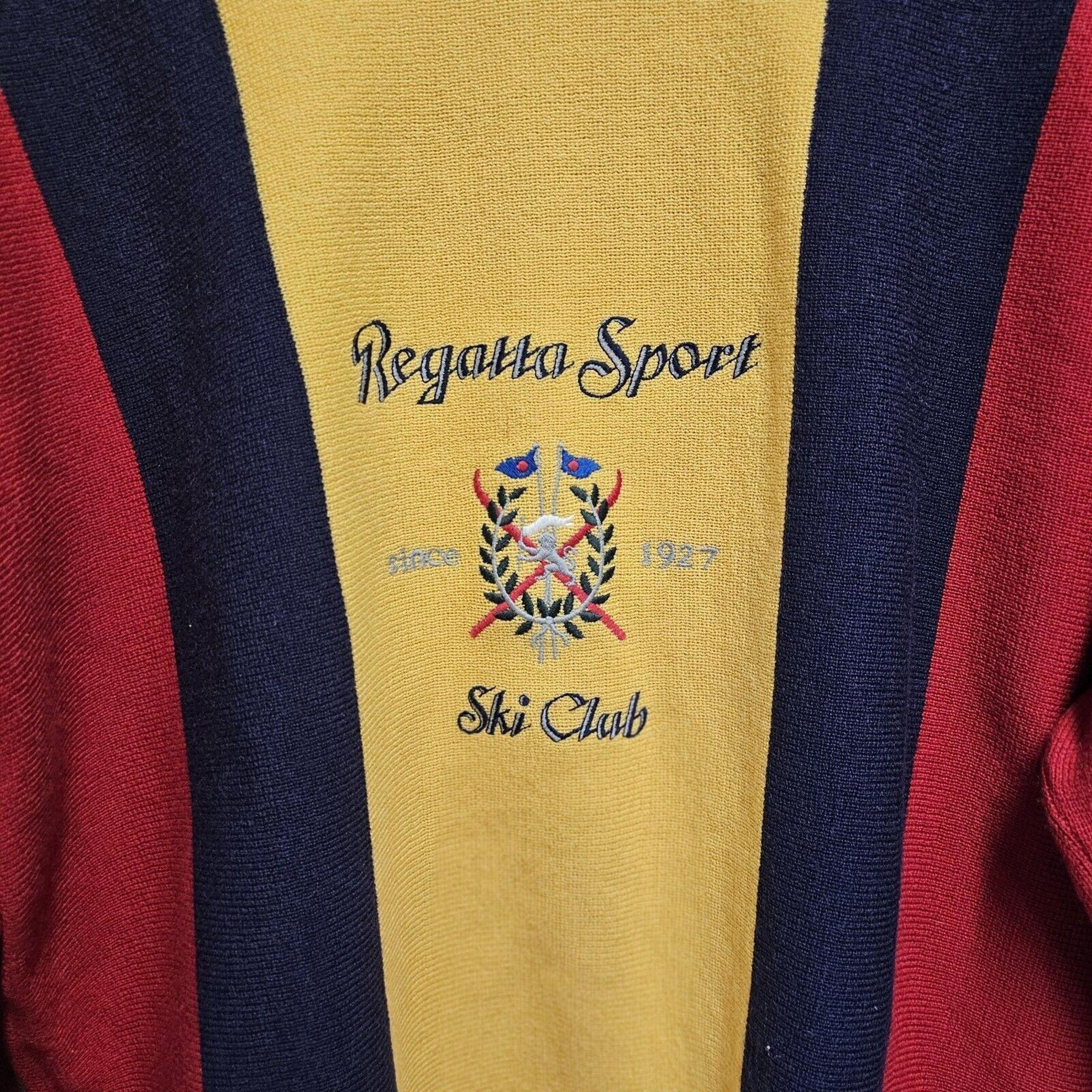 Vintage REGATTA SPORT Sweater Ski Club Color Block XL 100% Wool