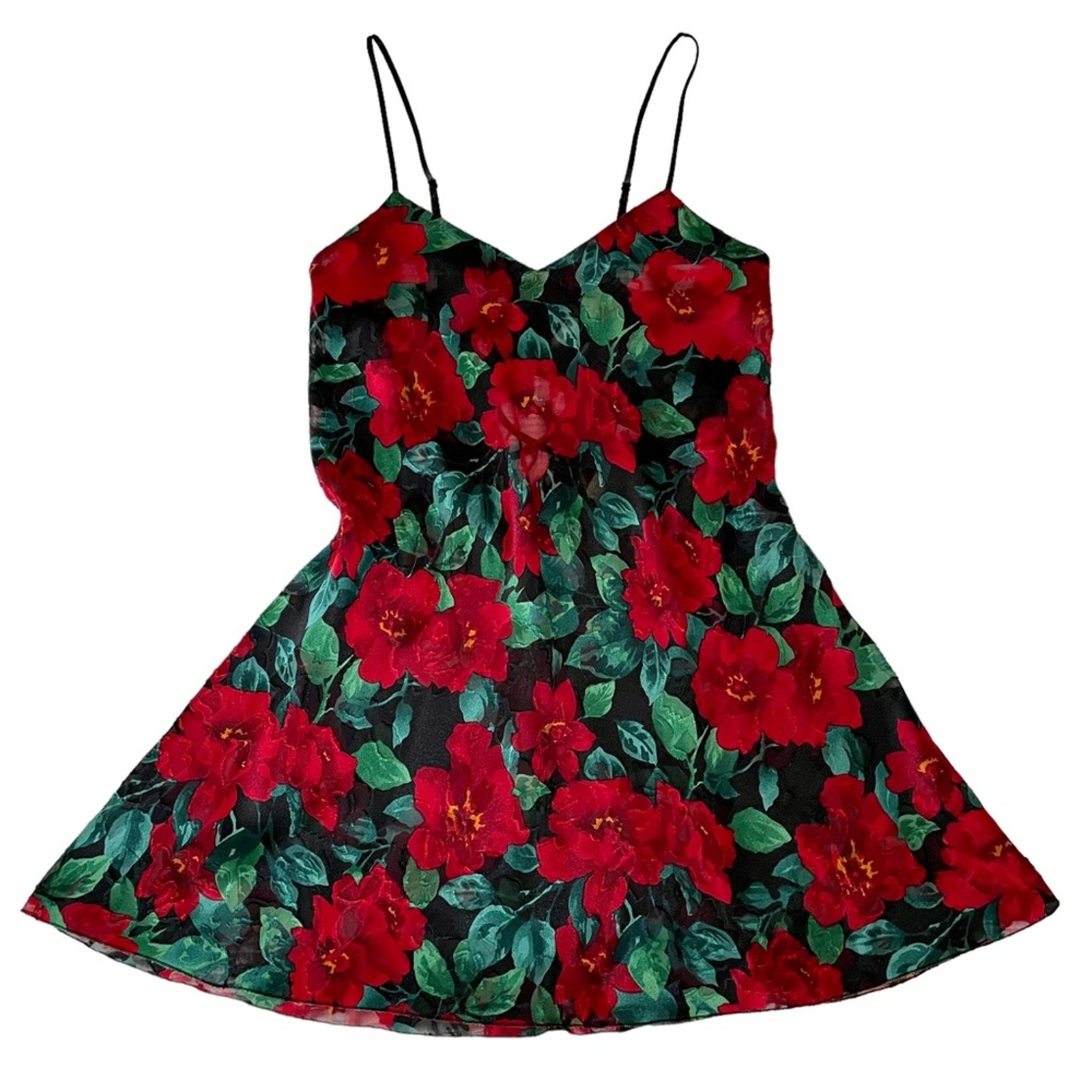 Vintage Victoria’s Secret Gold Label Floral Semi Sheer CrissCross Back Chemise S