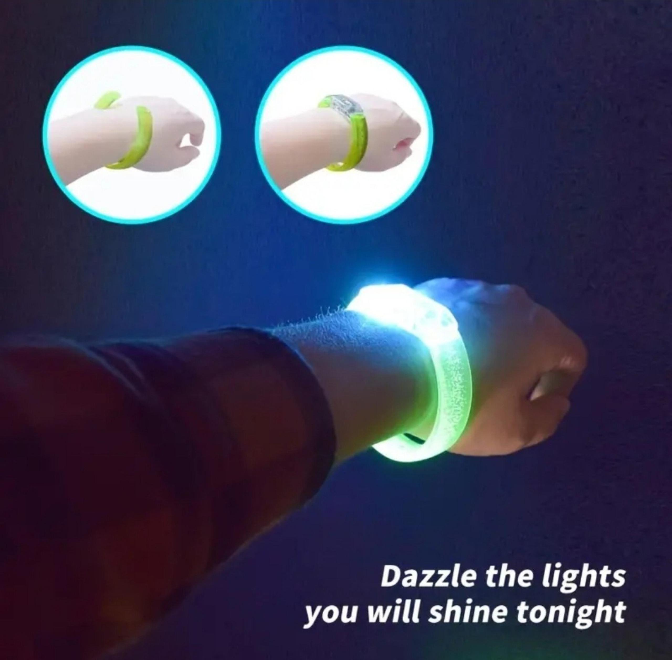 8pcs Vibrant LED Glow Bracelets - Battery-Powered, Long-Lasting, Flexible