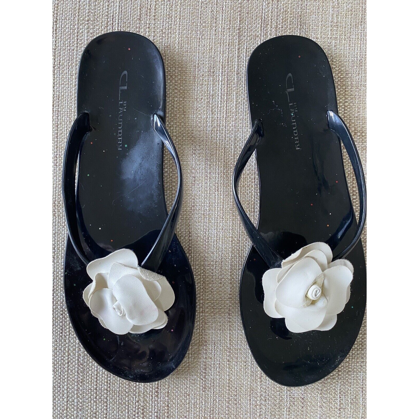 CL BY LAUNDRY Bow Flip Flops Sandals Black EU 40