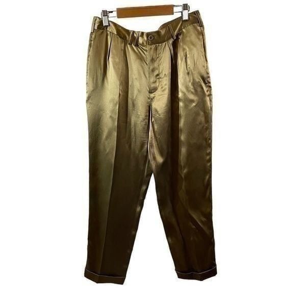Ralph Lauren Blue Label Silk Blend Pleated Cropped Trousers Size 4