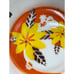vintage large metal bowl farmhouse washbasin floral orange yellow brown READ