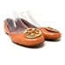 Tory Burch Serena Tan Brown Leather Snake Print Cap Toe Ballet Flats Size 9