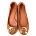 Tory Burch Serena Tan Brown Leather Snake Print Cap Toe Ballet Flats Size 9
