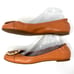 Tory Burch Serena Tan Brown Leather Snake Print Cap Toe Ballet Flats Size 9