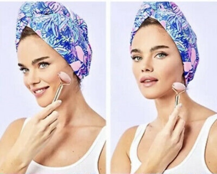Lilly Pulitzer Self Care Got Your Back Rose Quartz Roller Hair Wrap Spa Set NIB